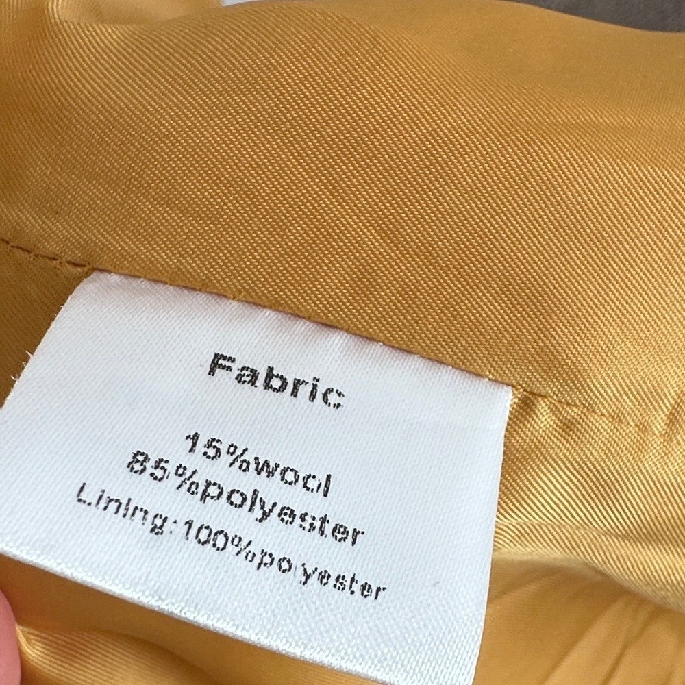Idealsanxun Stylish Mustard Double-Breasted Pea Coat - Picture 7 of 7